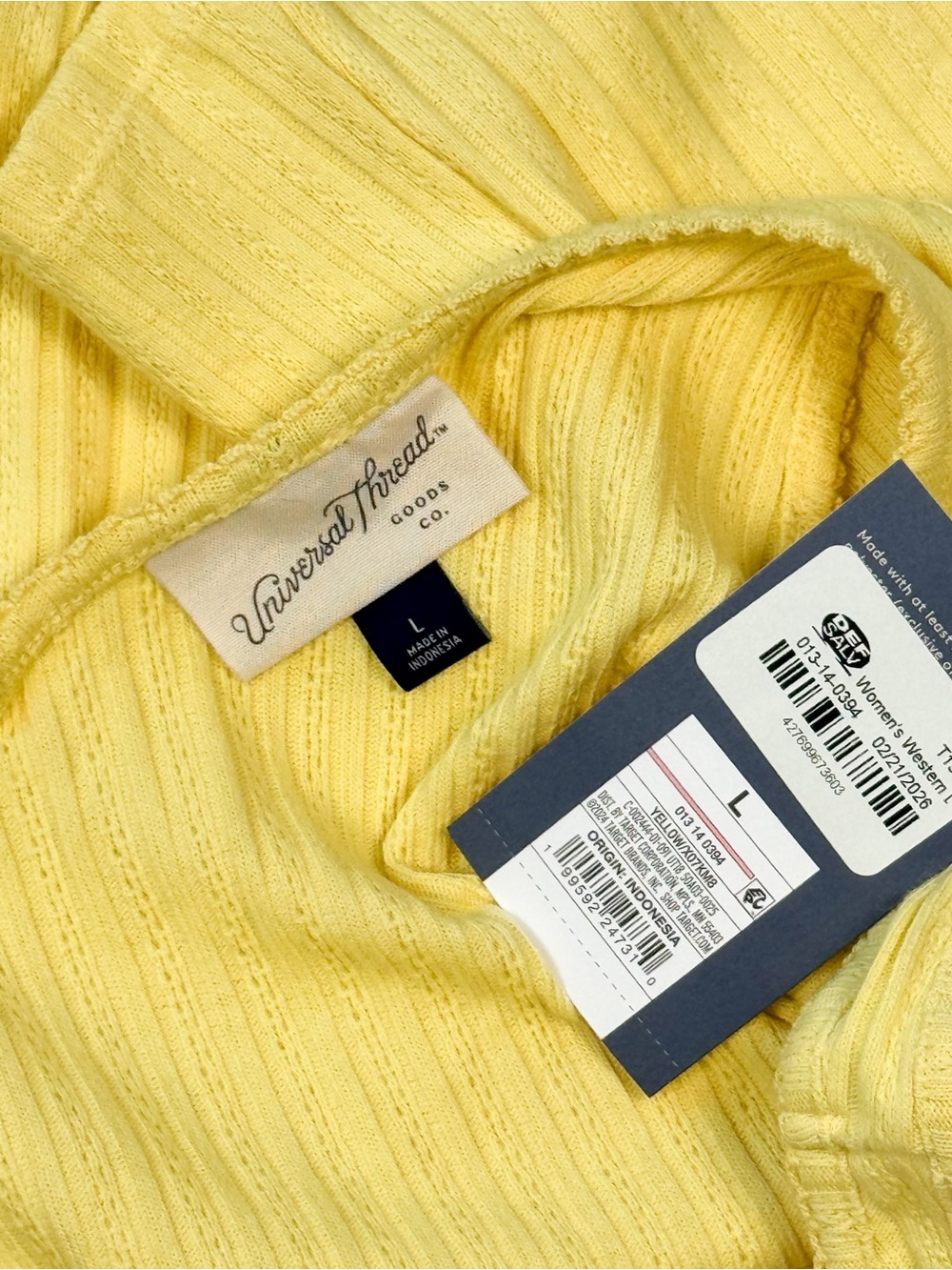 Universal Thread Yellow Ribbed V-Neck Tank - Picture 3 of 3